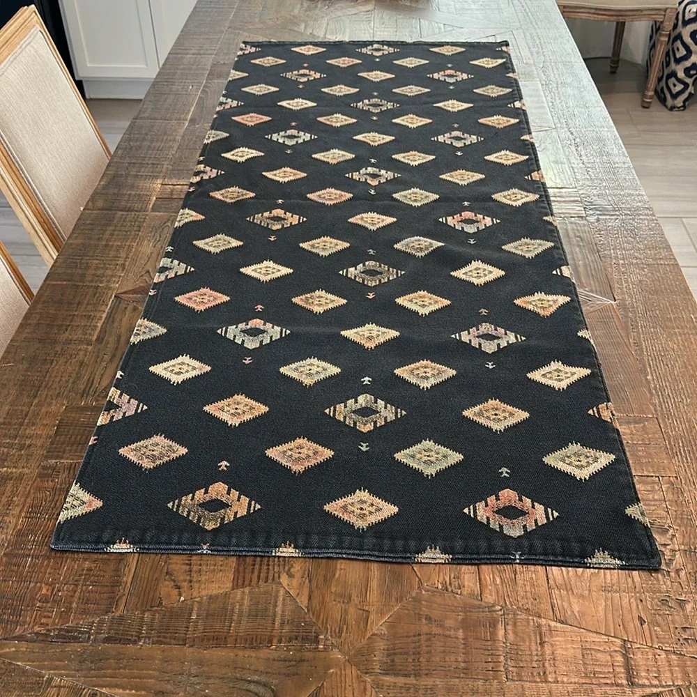 Unique Custom Multi-color Geo/Southwest Patterned 5ft Table runner/ Bed runner